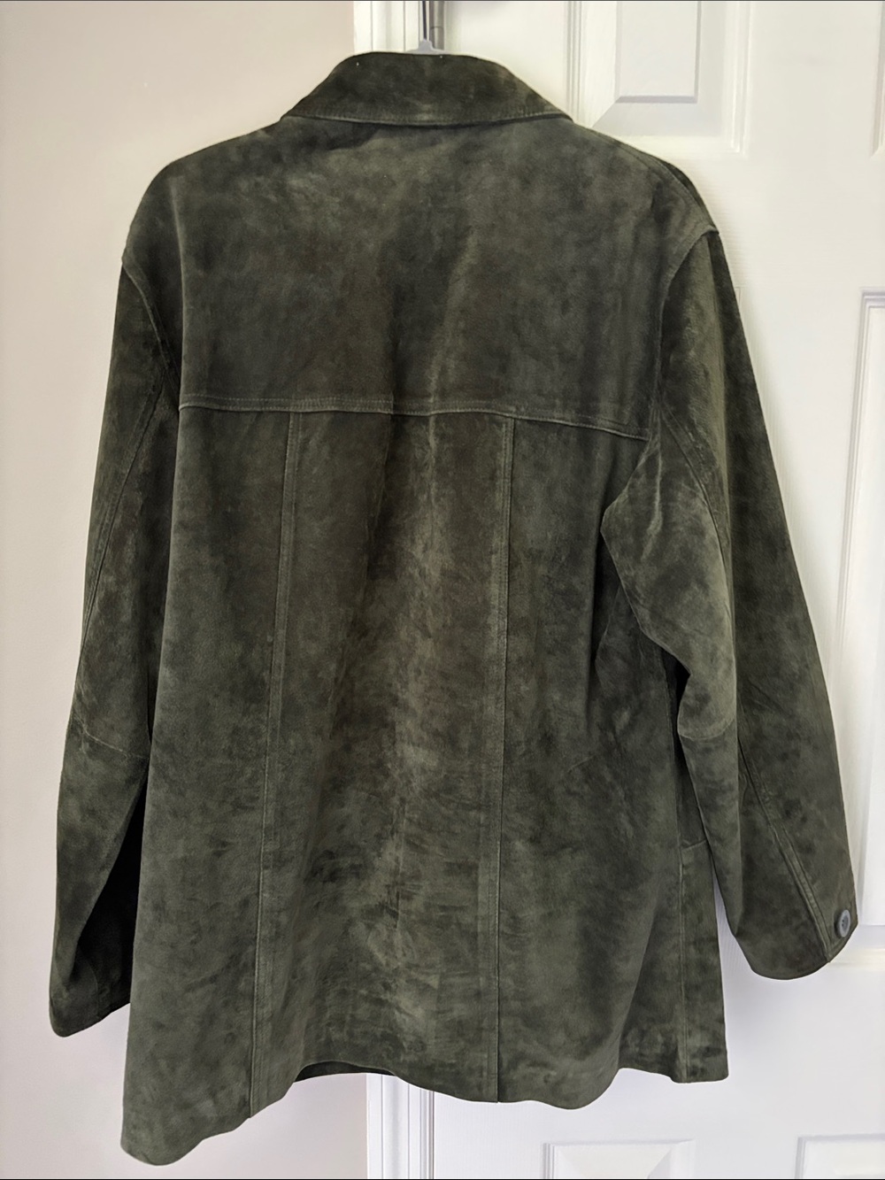 St. John's Bay Olive Green Suede Button Jacket - Picture 3 of 5